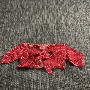 SHEIN top Confetti Heart Shirred Tie Front